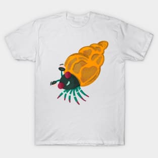 Happy Little Hermit Crab on Green Background T-Shirt